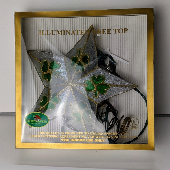 Kurt Adler St. Patrick day clover tree topper flaw